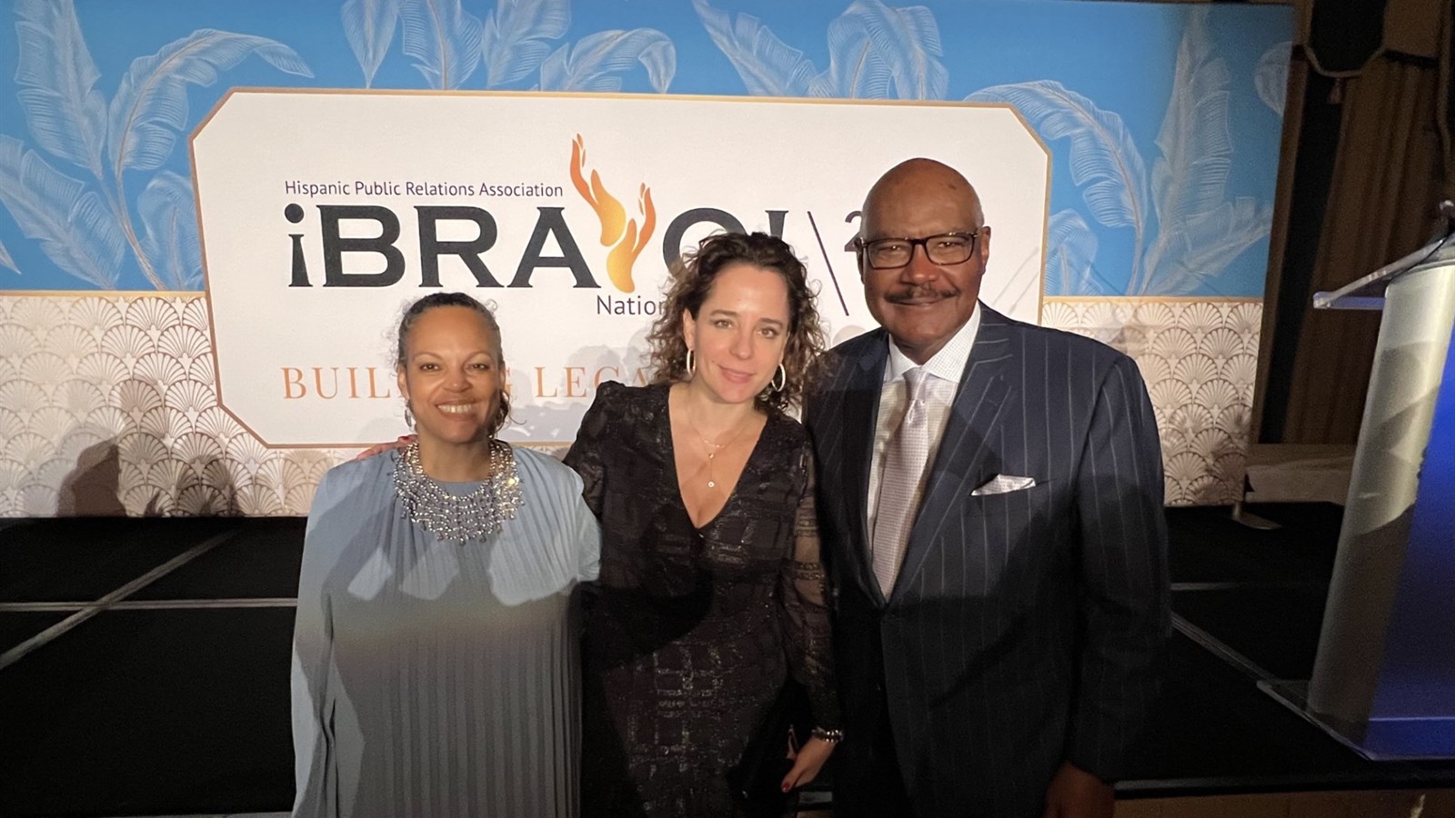 Libi Sprow Rice with two colleagues at the Hispanic Public Relations Association ¡BRAVO! Awards