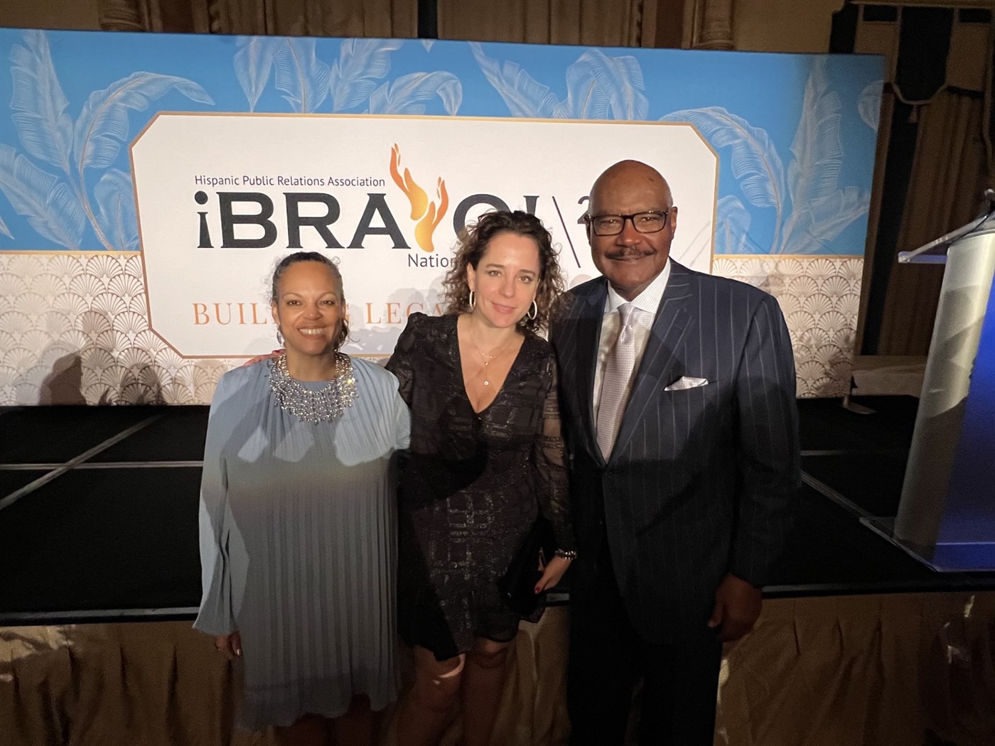 Libi Sprow Rice with two colleagues at the Hispanic Public Relations Association ¡BRAVO! Awards
