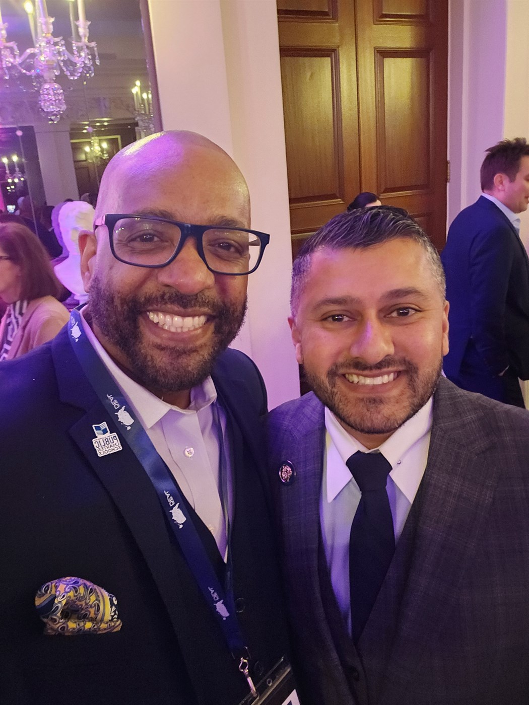 Ronald C. Rice with New Jersey Assemblyman Raj Mukherji at an evening reception, November 2025