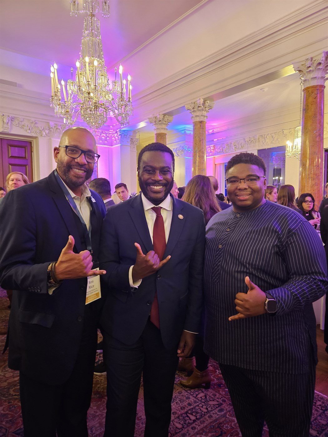 Ronald C. Rice with Rep. Gabe Amo of Rhode Island at a November 2025 reception