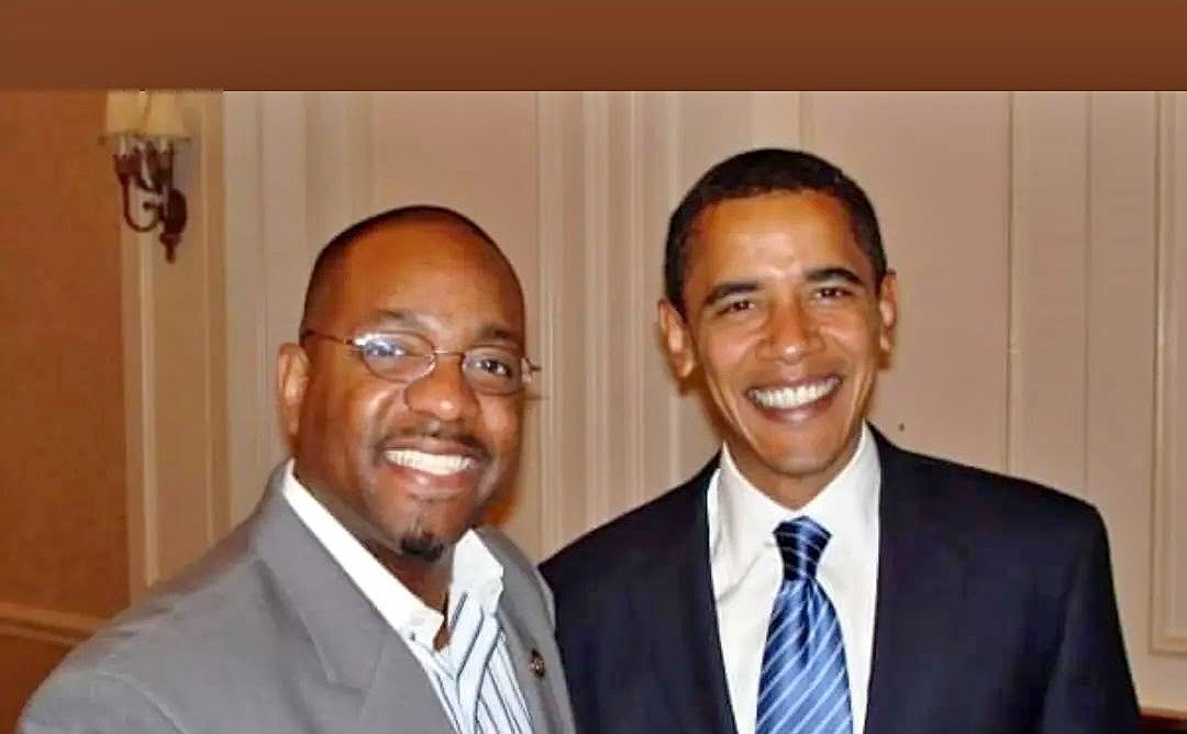 Ronald C. Rice with then-Senator Barack Obama in 2007